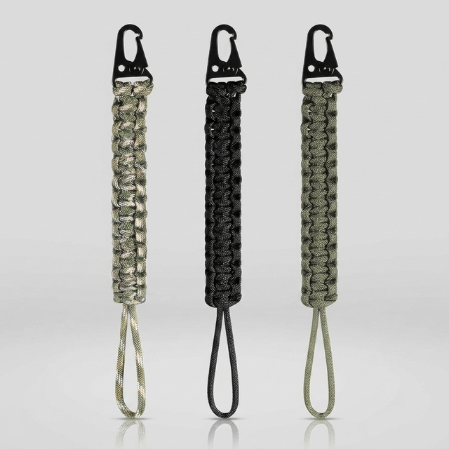 Zinc Alloy Clip D Ring Paracord Keychain Heavy Duty Braided Lanyard Carabiner Durable Portable for Camping Hiking Emergency