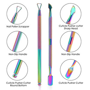 High Quality 2 PCS Multi Color Cuticle Pusher for Cleaning Shaping and Removing Dead Stainless Steel <b>Nail</b> <b>Tools</b> Cuticle Pusher - Product Image 2