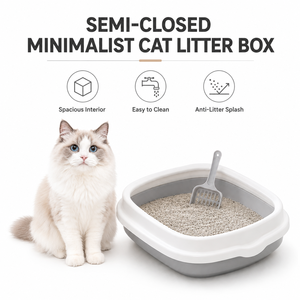Grande <span class=keywords><strong>litière</strong></span> semi-fermée pour chat avec pelle, <span class=keywords><strong>bac</strong></span> à <span class=keywords><strong>litière</strong></span> anti-éclaboussures en plastique pour chatons, pour chats d'intérieur, usage domestique - Product Image 1