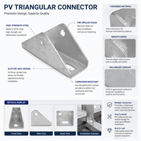 Connecteurs photovoltaïques triangulaires à angle droit, surface anodisée, alliage d'aluminium, supports de montage solaire, toit en acier