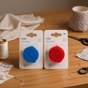 Ilan Cinta Metrica 1Pc Blu Rosso Nastro di Misurazione Automatico Retrattile con Bottone - Product Image 3