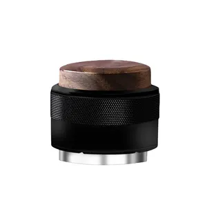 New 2 In 1 Walnut Wood Lid Constant Tamper Barista Tools 51mm 53mm 58mm Coffee Leveler Coffee Distributor 304 Stainless Steel