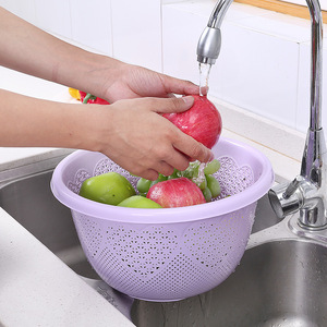 Thickened Multi-purpose PP Plastic Sieve With Lid Vegetable Washing Basin Fruit Basket 22.5cm Dishwasher Safe Purple - Product Image 2
