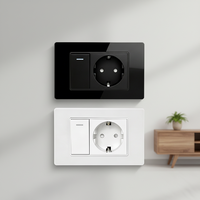 Prise murale électrique Jinmai Switches Factory 118 avec panneau en verre blanc, noir, gris, certification CE, prise murale USB pour l'Europe