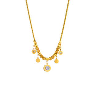 European American Fashion Gold Stainless Steel Pendant Necklace With Crystal Bezel Setting Geometric Ball Chain Party Jewelry - Product Image 5