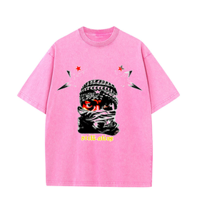 เสื้อยืดสตรีทแวร์พิมพ์ลายหน้ากากโอเวอร์ไซส์สไตล์วินเทจย้อนยุค สินค้าจากอเมริกา ขายส่ง Y2K เสื้อยืดฮิปฮอปผู้ชายลำลอง - Product Image 3