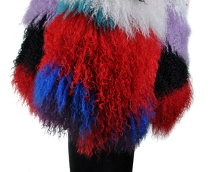 YR011 Designer Chic Style Ladies Multicolor Real Mongolian Fur Coat Acepta Custom Make - Product Image 5