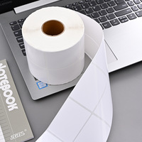 Etiqueta de transferencia térmica directa personalizada, etiqueta de papel sintético autoadhesiva de 4x3 "con línea perforada para envío, embalaje, código de barras