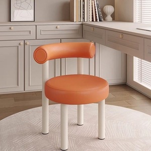 Sedia moderna <span class=keywords><strong>in</strong></span> lana di agnello con sedia rotonda imbottita da pranzo a buon mercato poltrona da salotto <span class=keywords><strong>in</strong></span> metallo nero gambe staccabili - Product Image 2