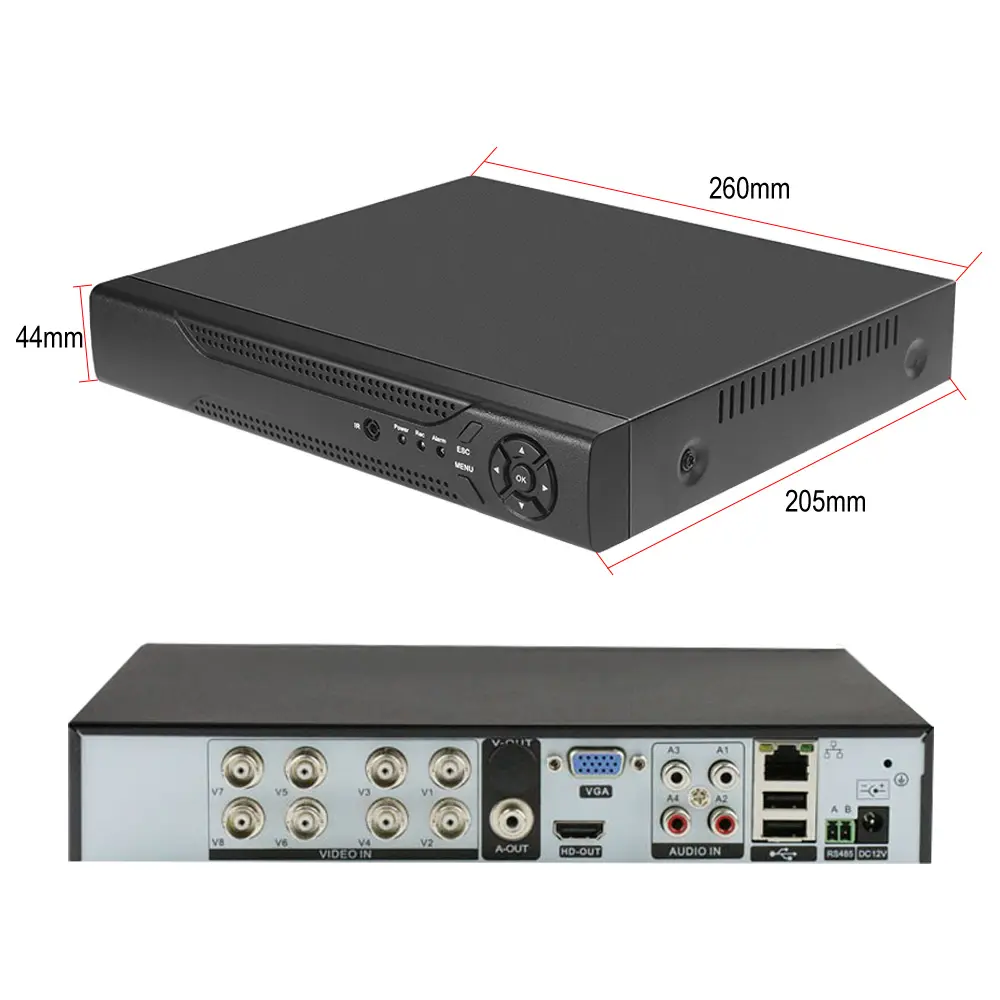 Anxinshi H.265 6 in 1 8CH DVR 2MP หลายภาษา GUI Dual-Stream 6in1 DVR 1SATA 8CH 8TB 1080N HD Analog 6 IN 1 DVR
