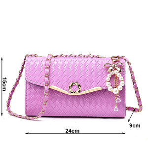 New Fashion Women's Bag Trendy Girl Portable Diagonal Span Luxury Bags Women <b>Handbags</b> With Pearls Pendent - Product Image 2