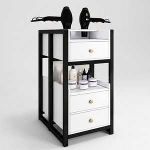 Modern Wood Salon Trolley Drawers <b>Shelves</b> for Hair Tools Storage Eco-Friendly Barber Shop Bathroom Commercial Furniture <b>White</b> - Product Image 3