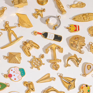 Summer Ocean baja tahan karat emas 18K DIY Shell Dophin Starfish Crab Charms untuk membuat Gelang - Product Image 1