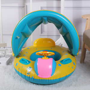 Bote Inflable con Parasol y Volante para Bebés, 73 cm, Anillo de Natación Infantil con Diseño de Dibujos Animados, Juego Acuático para Exteriores - Product Image 2