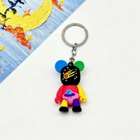 Porte-clés en PVC créatif et coloré en forme d'ours graffiti, pendentif pour sac à dos, ornement en plastique, cadeau pour enfants, vente en gros