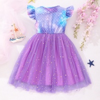 Robe de scène d'été pour enfants, nouveau style avec manches bouffantes en maille, imprimé numérique, vêtements de mode pour filles