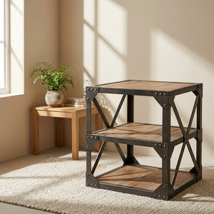 Estante de Almacenamiento Moderno de Metal y Madera, Mesa Auxiliar de 3 Niveles, Estante para Sala de Estar, Muebles para Hotel, Restaurante, Precio de Fábrica - Product Image 1