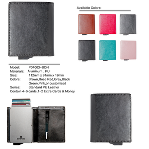 Estudiante Metal Rfid Bloqueo Cartera de cuero Tarjeta DE CRÉDITO Titular de la tarjeta de crédito Clip Titular Antirrobo Seguridad Aluminio PU Hombre - Product Image 4