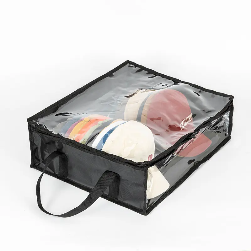 Stackable Structured Hat Organizer for Baseball Caps Wide Hat Bag Foldable Hat Case for Home Travel