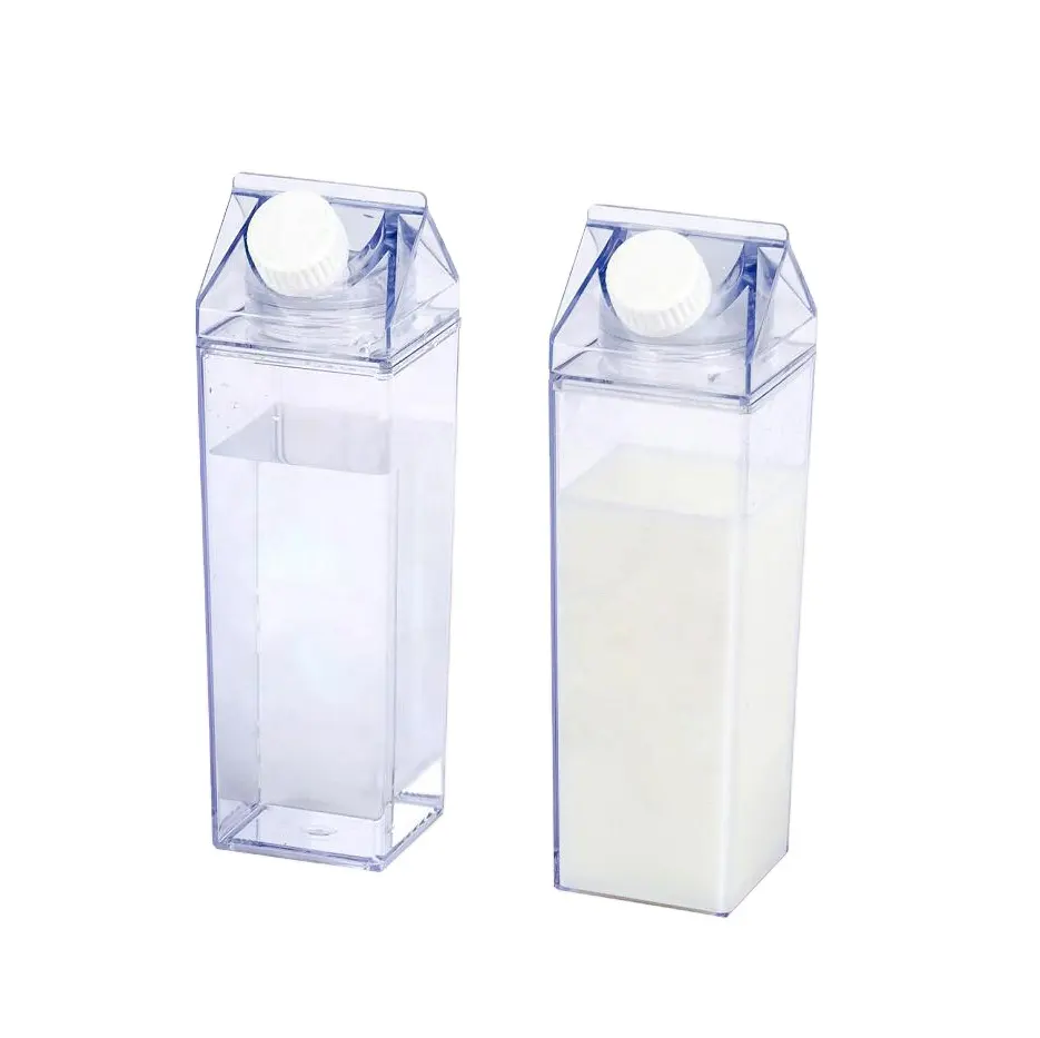 USA entrepôt acrylique transparent lait bouteille d'eau 500ml BPA clair lait boîte carton bouteille
