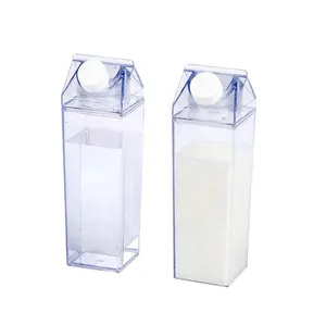 Usa Magazijn Acryl Transparante Melk Water Fles 500Ml Bpa Heldere Melk Doos Kartonnen Fles