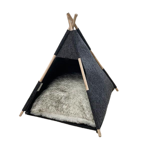접이식 애완동물 텐트 고양이 강아지 집 펠트 동굴 침대 패딩 매트 포함, 간편한 보관 - Product Image 1