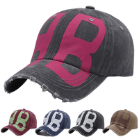 Casquette de baseball vintage délavée à 6 panneaux unisexe en coton délavé avec motif imprimé et fermeture à boucle métallique Common Four