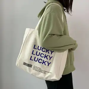 Tote bag in tela di cotone ecologico stampato logo personalizzato bianco naturale in magazzino