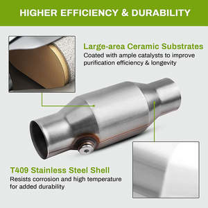 Convertidor Catalítico Universal de Acero Inoxidable para Sistema de Escape de Vehículos, Entrada/Salida de <span class=keywords><strong>2.5</strong></span> Pulgadas, Purificación de Escape Eficiente - Product Image 4