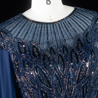 Robe de bal élégante en mousseline avec appliques et perles Sharon Said SS104, style musulman, pour soirée formelle, robe de mariée avec cape, inspirée des tenues arabes saoudiennes