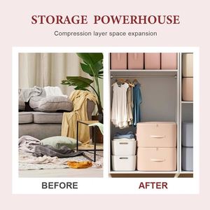 2026 New 3-Layer Ultra Saving Self <b>Compression</b> Folding Polyester Dustproof Cover Multifunctional Comforter Storage Living Room - Product Image 4