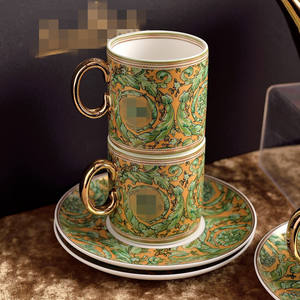 Offre Spéciale de vaisselle en céramique de luxe nordique de 15 pièces en or blanc pour la maison ou le restaurant Design de pays avec poignée en or - Product Image 3