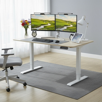 Cadre de bureau réglable en hauteur 2URF2, forme carrée arrondie, jambes réglables, double moteur