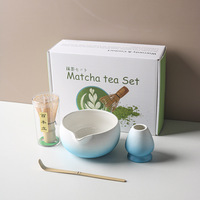 Service à thé Matcha en Offres Spéciales ensemble de fouet en bambou bol cuillère couleur différente en céramique ensemble de fouet à thé Matcha essentiel japonais