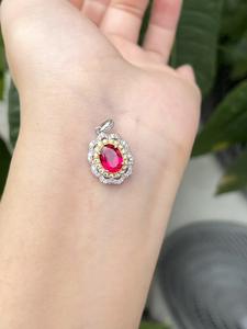 S925シルバールビーペンダント、ツートーンヴィンテージハローファインジュエリー（女性用） - Product Image 3