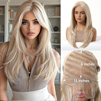 Perruque complète 13*6 en dentelle longue, grande surface, brun froid, raie au milieu, style volumineux et tendance, pour usage quotidien naturel