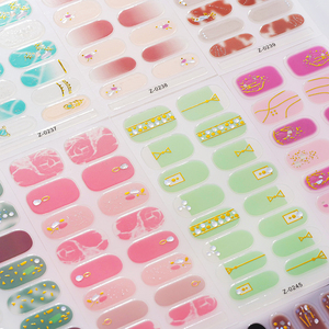 16tips/Sheet Full Cover Summergel Nail Wraps Sticker Stickers 3D Self-Adhesive Bronzing Gold Line French Nail <strong>Strips</strong> Baking Free - Product Image 3