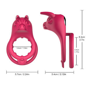 Venta caliente 9 modos <span class=keywords><strong>de</strong></span> vibración silicona impermeable <span class=keywords><strong>Cabeza</strong></span> <span class=keywords><strong>de</strong></span> <span class=keywords><strong>Vaca</strong></span> vibrador clítoris masajeador Anillo para el pene - Product Image 4