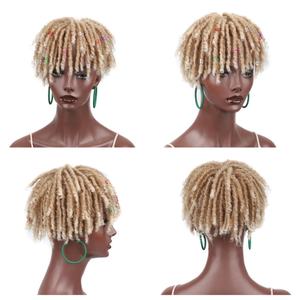 Peluca Sintética de Cabello Corto, <span class=keywords><strong>Trenzas</strong></span> Rizadas <span class=keywords><strong>con</strong></span> Clip, Cabello Afro Rizado y Suelto, Color Negro Ombre, para Mujer - Product Image 4