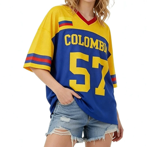 Camiseta <span class=keywords><strong>de</strong></span> manga corta <span class=keywords><strong>para</strong></span> <span class=keywords><strong>mujer</strong></span>, verano 2026, con estampado <span class=keywords><strong>de</strong></span> letras y bandera nacional, <span class=keywords><strong>de</strong></span> malla, transpirable, holgada, estilo INS, <span class=keywords><strong>para</strong></span> deportes, venta al por mayor - Product Image 1