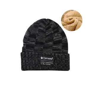 Gorro de punto acanalado a cuadros margados, gorros de punto de Color sólido, gorro grueso y cálido para exteriores, gorro de punto elástico con puños para clima frío - Product Image 4