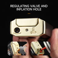 Briquet à triple flamme pour cigares et cigarettes, coupe-cigare V, design moderne et luxueux, rechargeable, en alliage de zinc, au butane, cadeaux d'affaires