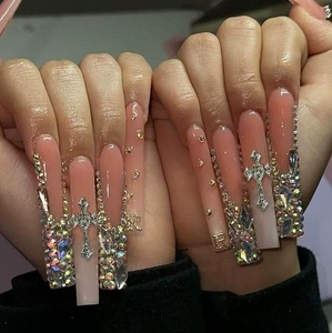 Nouveauté, 24 pièces, ongles mécaniques, ongles artificiels, vente en gros de faux ongles longs style français, cercueil à presser - Product Image 4