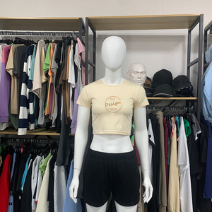 "Tops cortos de algodón personalizados de verano para mujer, cuello redondo ajustado y OEM disponible" - Product Image 6