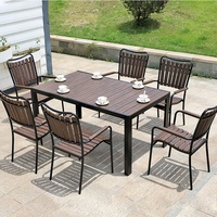 Meubles de patio en aluminium modernes nordiques ensemble de chaises de table à manger d'extérieur pour cour parc hôtel restaurant maison jardin