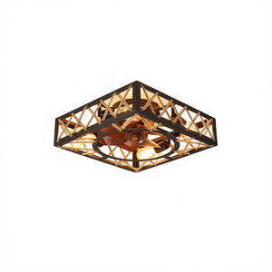 Ventilateur de plafond LED industriel encastré, 3 pales, moteur DC, télécommande, 6 vitesses, silencieux, lumière chaude 2700K pour cuisine et salle à manger - Product Image 1