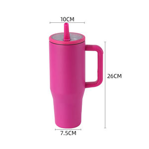 Mug de voyage en acier inoxydable à <span class=keywords><strong>double</strong></span> <span class=keywords><strong>paroi</strong></span> avec logo personnalisé, 40 oz, isolé sous vide, pour bière, café, avec paille rabattable et poignée - Product Image 3