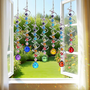 Crystal Ball Spiral Tail Suncatchers for Windows Hanging Gazing Ball Spiral Tail <b>Wind</b> <b>Spinners</b> Garden Indoor Home Decoration - Product Image 3