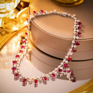Ruizuan High-End 6*8mm Lab <strong>Ruby</strong> <strong>Necklace</strong> Vintage Style Oval Shaped Jewelry for Wedding Engagement or Gift - Product Image 2