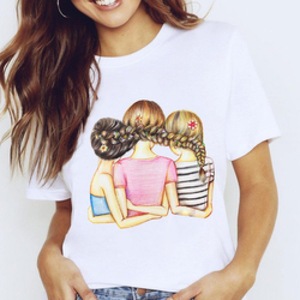 T-<span class=keywords><strong>shirt</strong></span> Personalizzata da Donna con Stampa Cartoon Mamma Figlio Figlia, Maglietta Casual da Donna con Grafica Femminile - Product Image 6